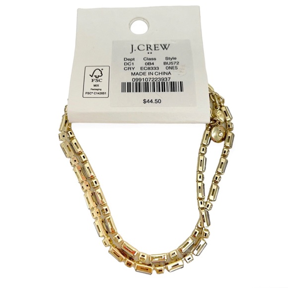 J. CREW Tennis Bracelets Baguette Round Crystal CZ Set of 2 Clear Crystals NWT - Picture 5 of 6